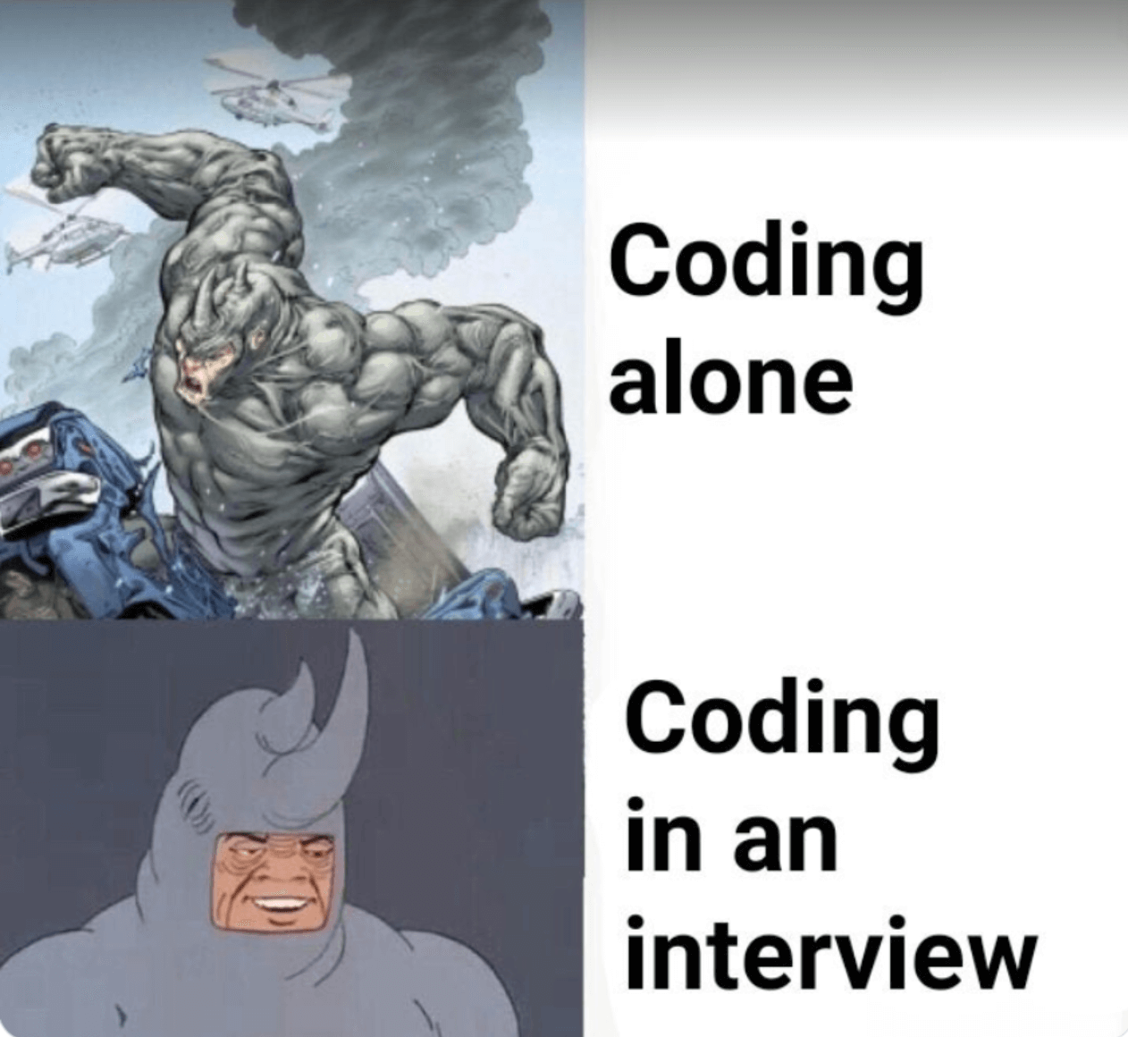 Coding in an interview meme